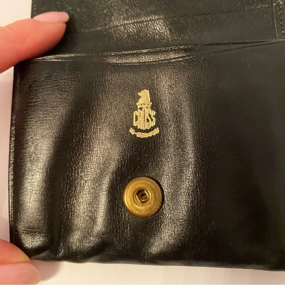 MARK CROSS VINTAGE CARD HOLDER COIN PURSE BLACK LEATHER ACCESSORY SNAP CLOSE